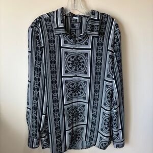Level Ten Men’s Black & White Party Dress Shirt Geometric Patterns Rave Dress Up